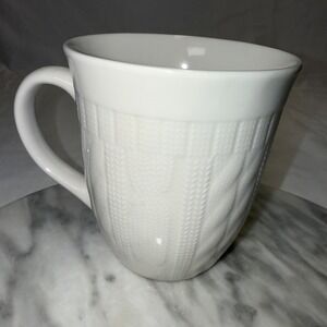 Maud Borup Mug Cup, Cable Knit Sweater Design, Cream Color, 16 Oz